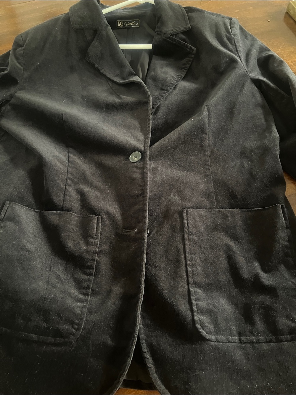 Vintage Diane Gilman black velvet  Single-Button Blazer M